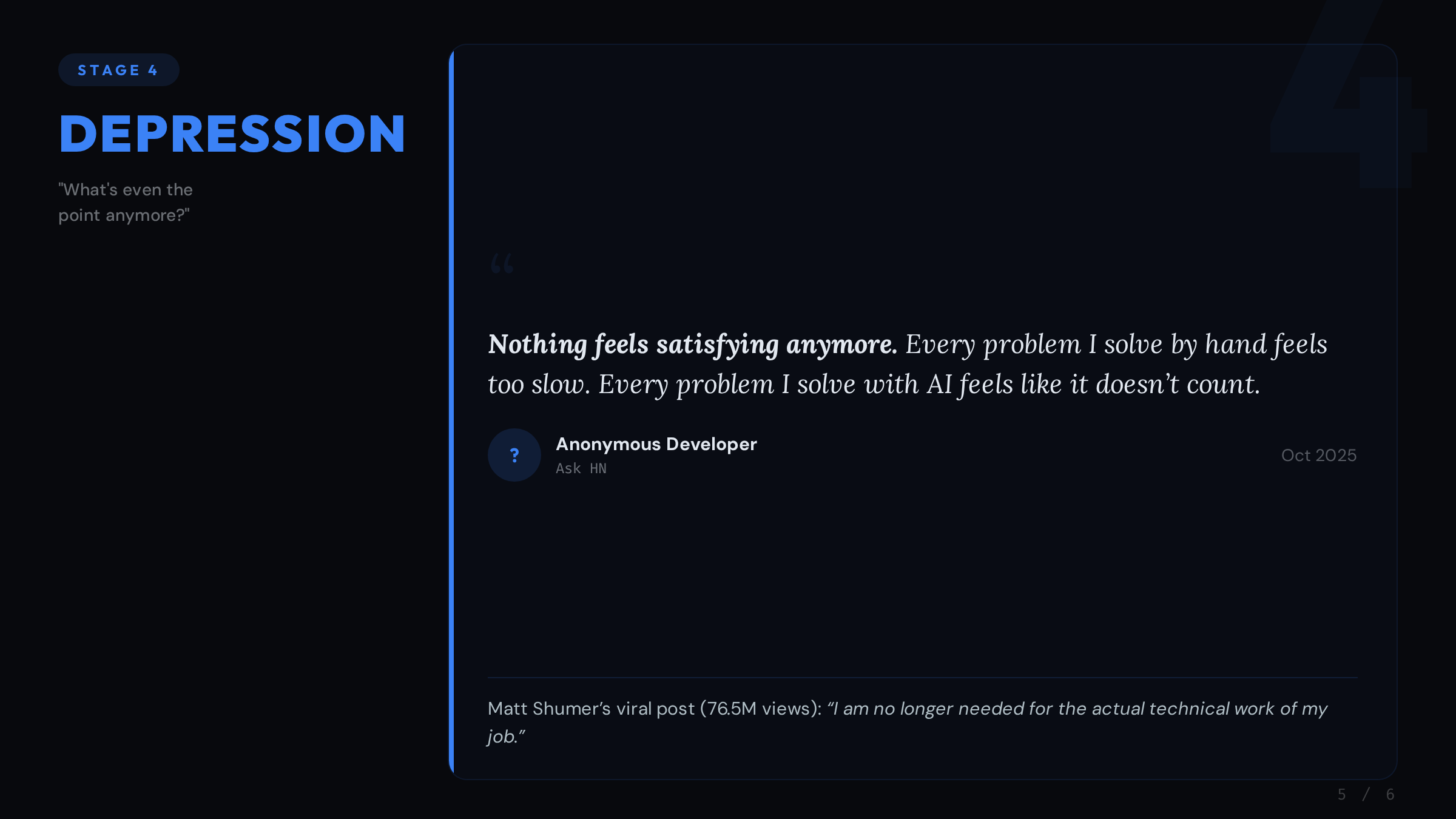 Stage 4: Depression - Nothing feels satisfying anymore