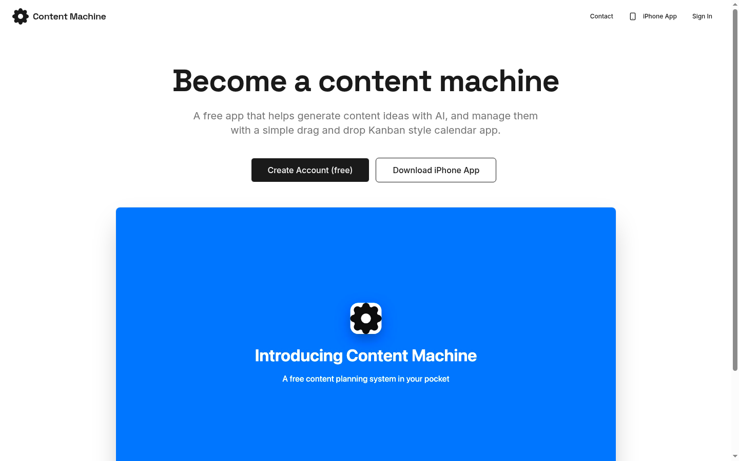 Content Machine - content planning app built with vibe coding